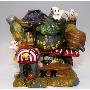 Vintage Spooky Hollow Haunted Halloween House Boo Bar Ghosts Pumpkins Lighted C